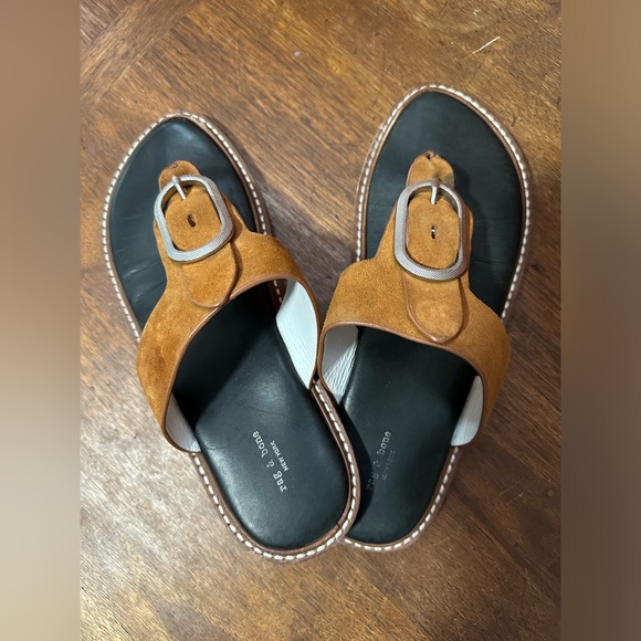rag & bone Ansley Buckle Thong Suede Sandals women’s size 38 - Picture 2 of 14